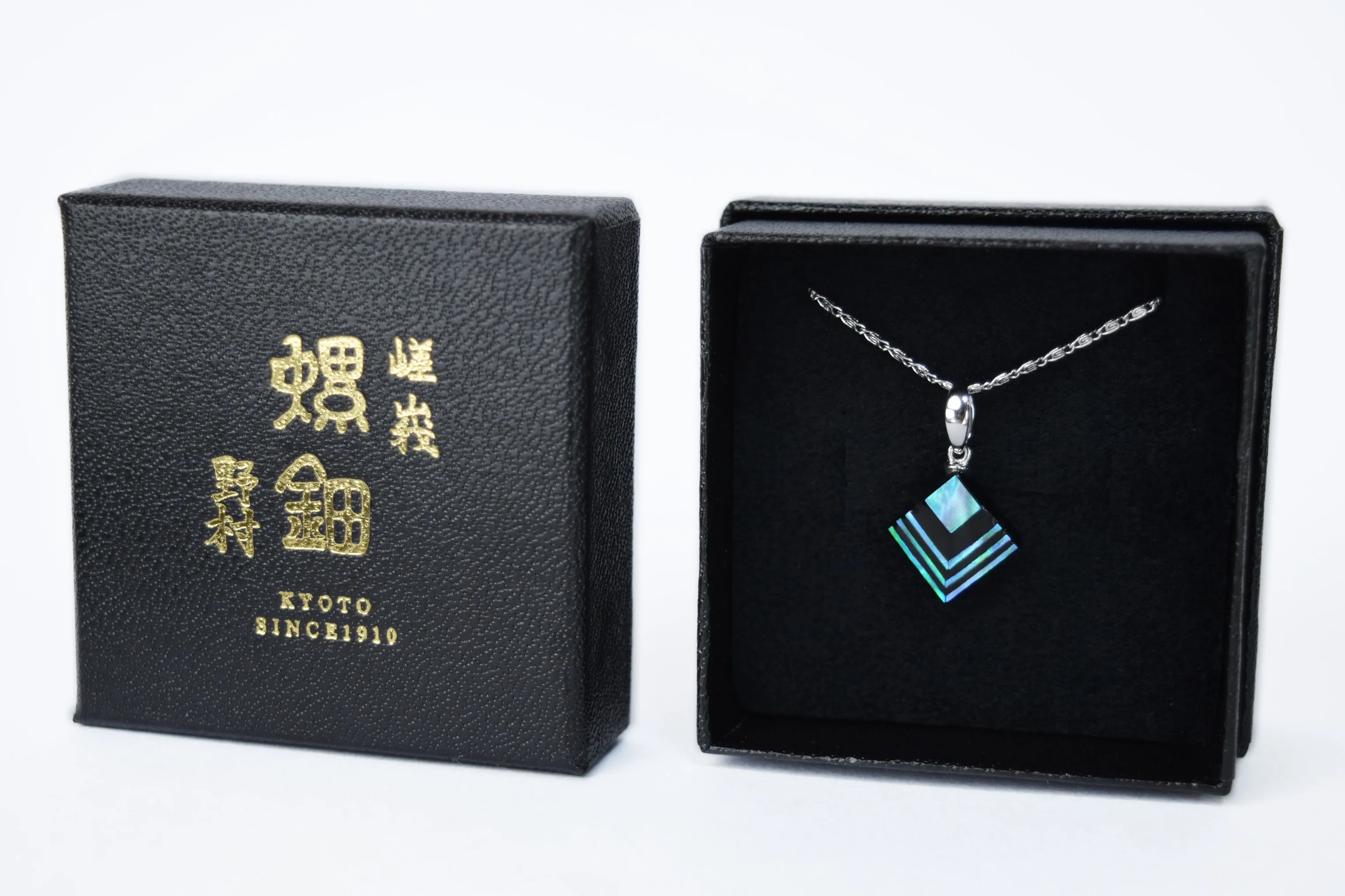 Raden Pendant Necklace - Moonlight on Water / Green Color / Small Size-, Japanese Lacquer Jewelry, Kyoto Jewelry