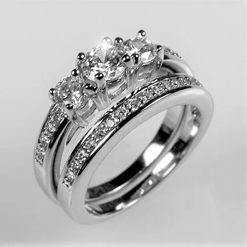 Raquel Three Round CZ Engagement Ring Set | 2.2ct