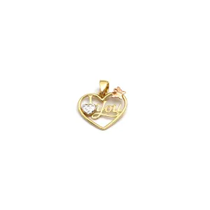 Real Gold 3 Color I Love You with Heart Butterfly Pendant - Model 1840 P 1953