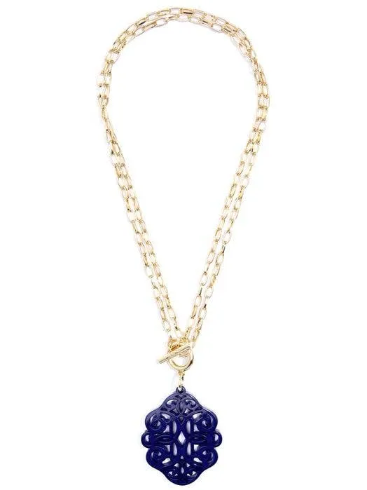 Regal Pendant Necklace - Navy