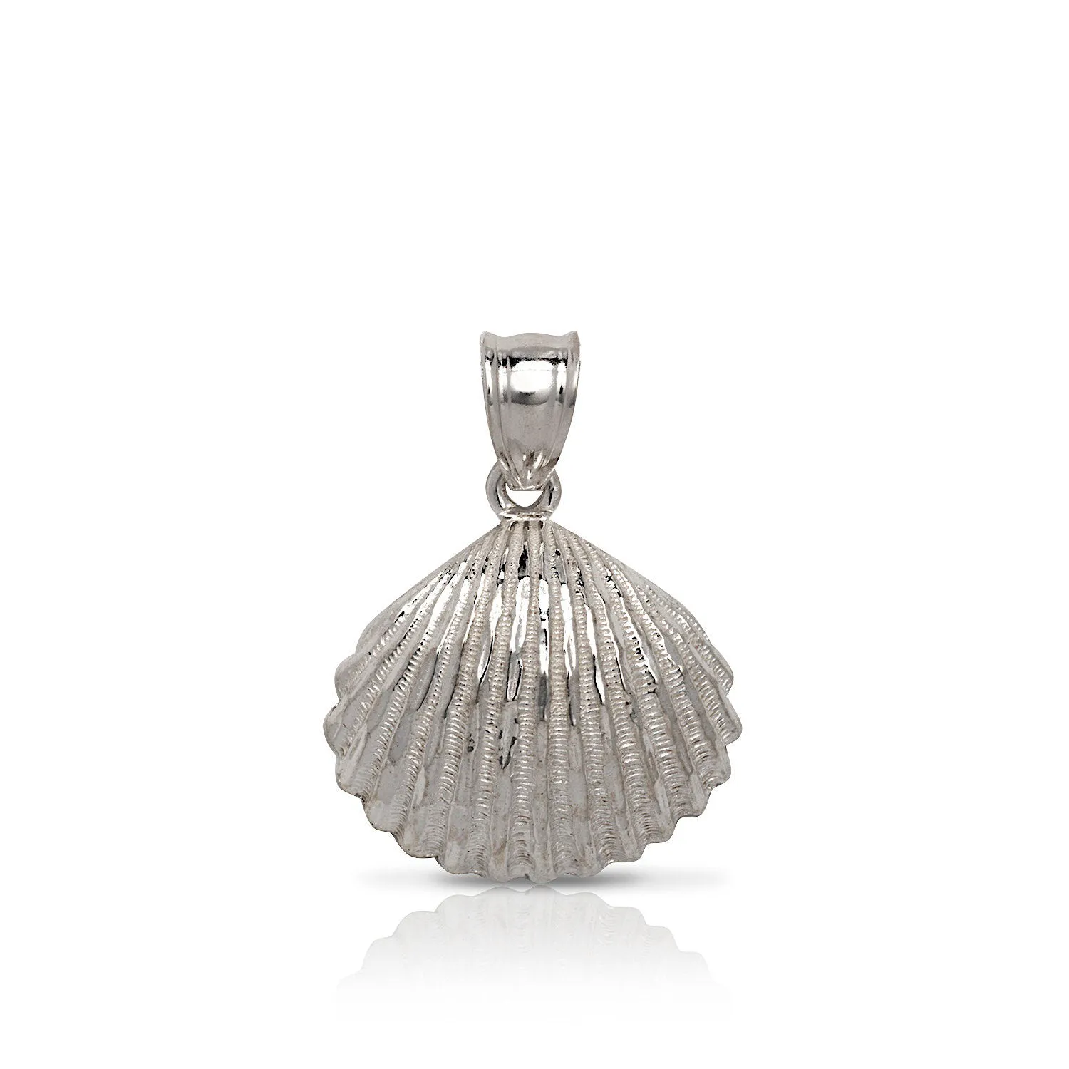 Scallop Sea Shell .925 Sterling Silver Pendant Necklace