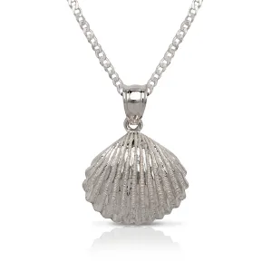 Scallop Sea Shell .925 Sterling Silver Pendant Necklace