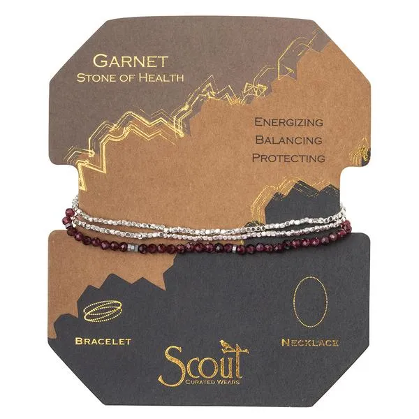 Scout Delicate Stone Bracelet/Necklace - Garnet/Silver