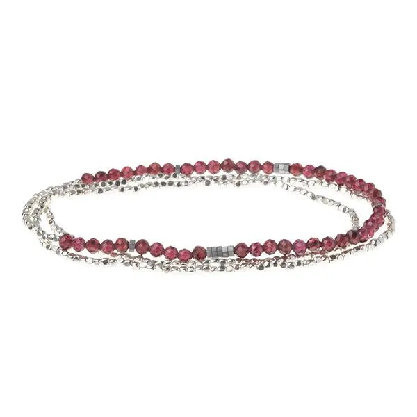 Scout Delicate Stone Bracelet/Necklace - Garnet/Silver