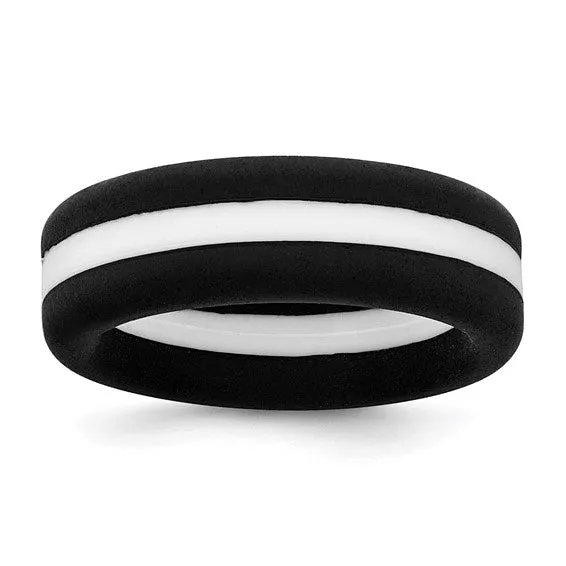 Silicone Black with Blue Line Center 7.5mm Flat Band