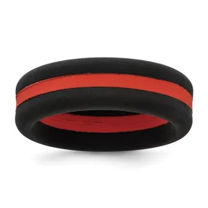 Silicone Black with Red Line Center 7.5mm Flat Band