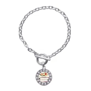 Silver Angry Mummy Circle Charm Toggle Bracelet