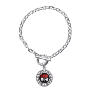 Silver Band Mom Circle Charm Toggle Bracelet