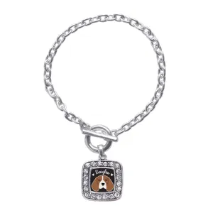 Silver Beagle Lover Square Charm Toggle Bracelet