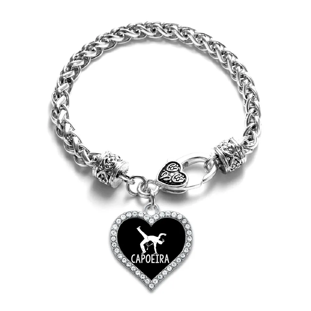 Silver Capoeira Open Heart Charm Braided Bracelet