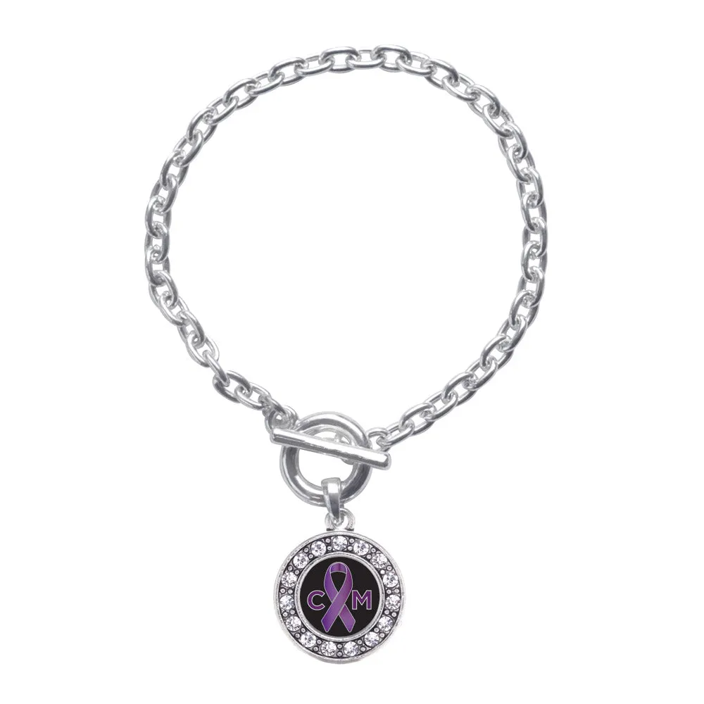 Silver Chiari Malformation Support Circle Charm Toggle Bracelet