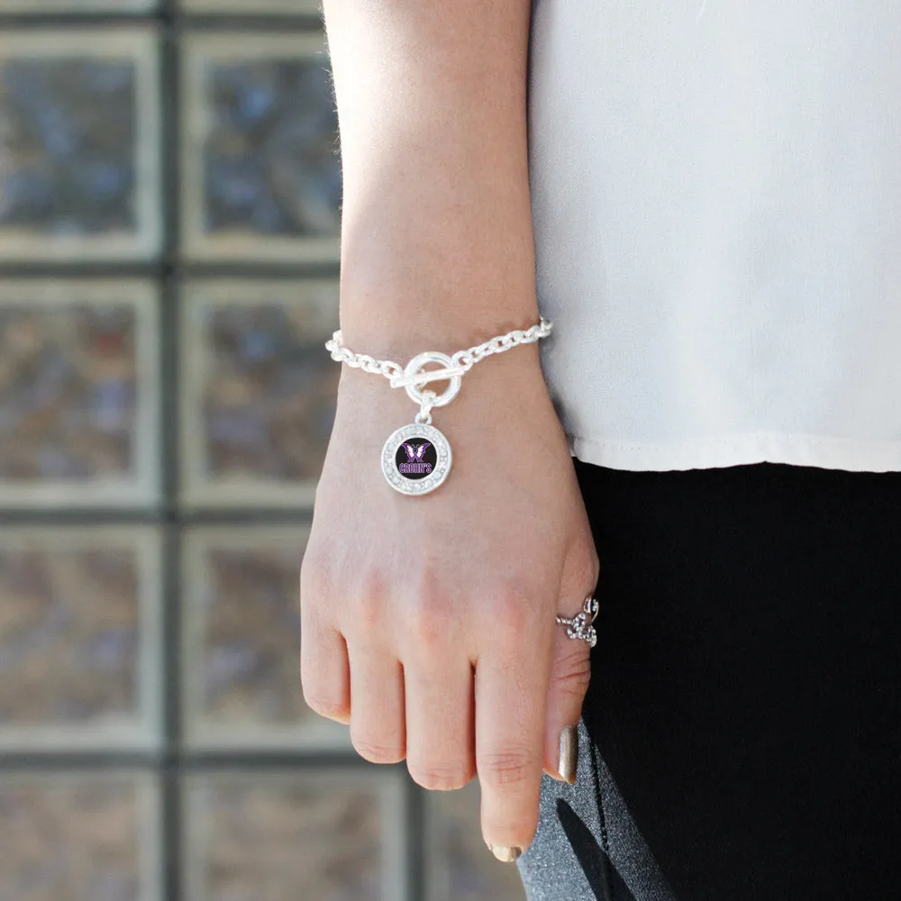 Silver Crohn's Disease Circle Charm Toggle Bracelet