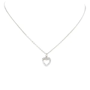 Silver Cubic Zirconia Open Heart Pendant Necklace