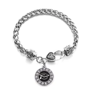 Silver Graduation Circle Charm Braided Bracelet