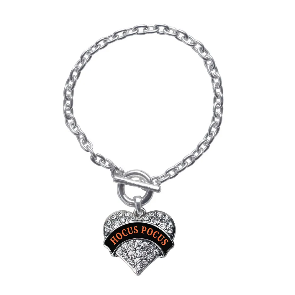 Silver Hocus Pocus Pave Heart Charm Toggle Bracelet