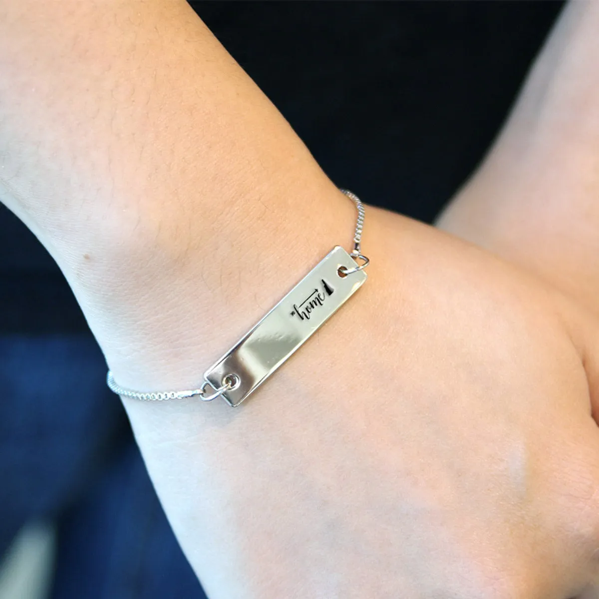 Silver Home is New Hampshire Adjustable Bar Bracelet