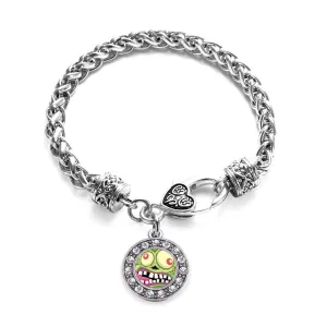 Silver Hungry Zombie Circle Charm Braided Bracelet