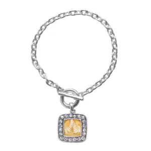 Silver Latte Square Charm Toggle Bracelet