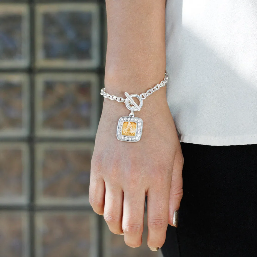 Silver Latte Square Charm Toggle Bracelet