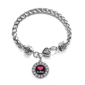 Silver Love to Shop Circle Charm Braided Bracelet