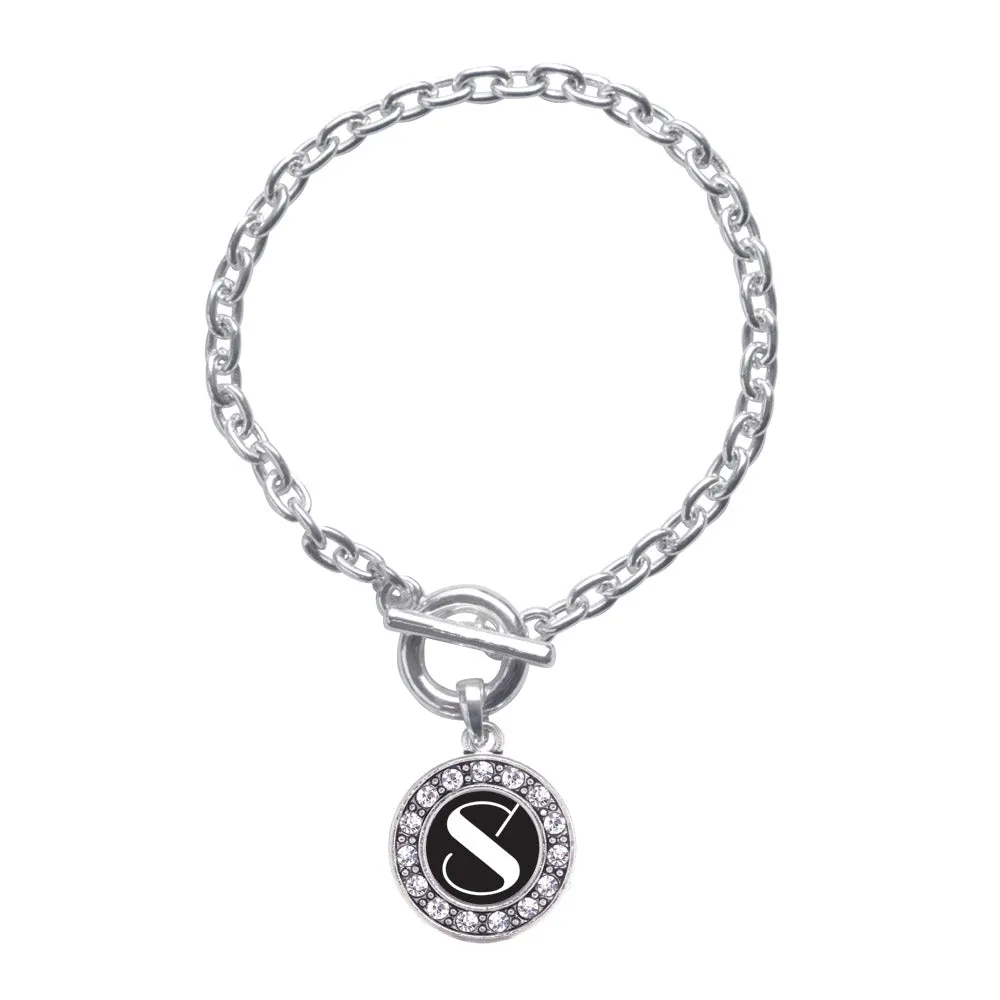 Silver My Vintage Initials - Letter S Circle Charm Toggle Bracelet