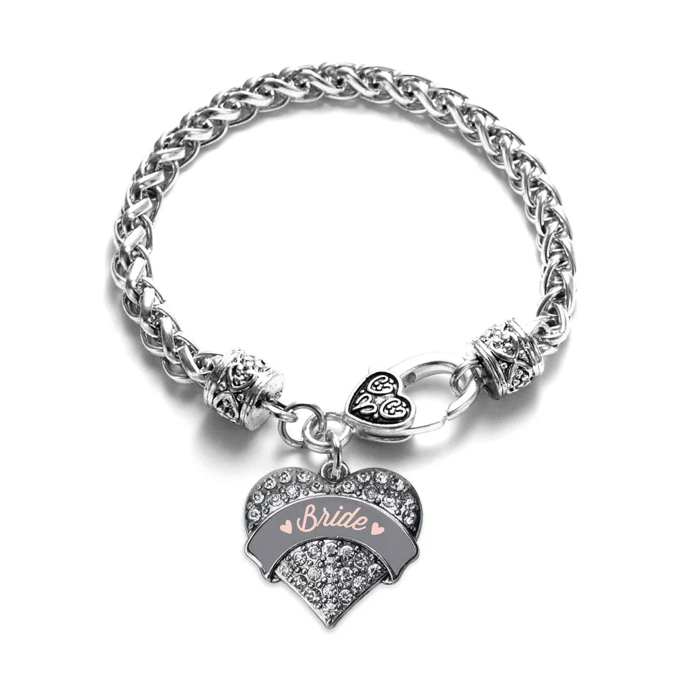 Silver Nude Bride Pave Heart Charm Braided Bracelet