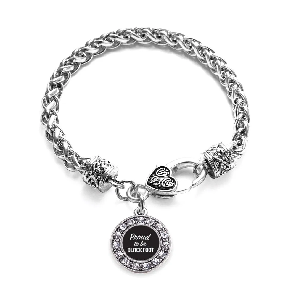 Silver Proud To Be Blackfoot Circle Charm Braided Bracelet