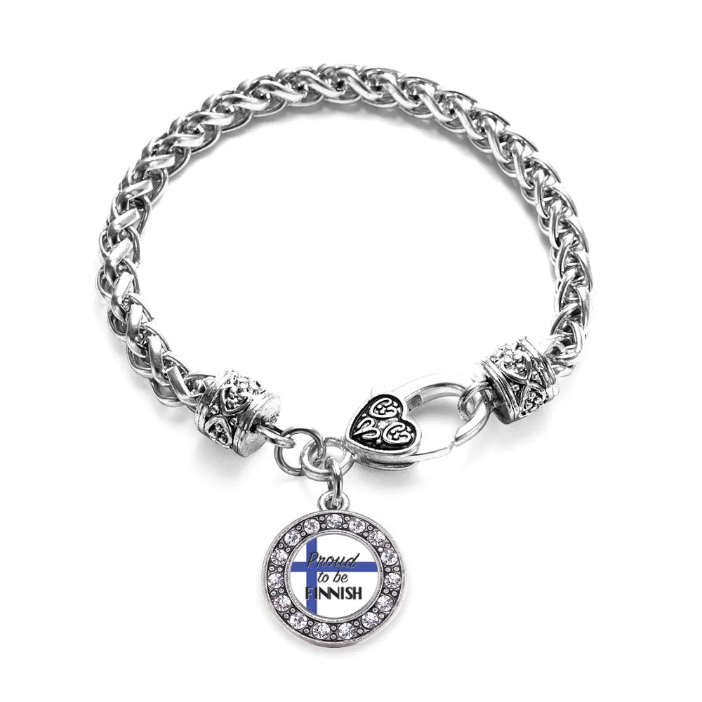 Silver Proud to be Finish Circle Charm Braided Bracelet