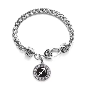 Silver Sagittarius Zodiac Circle Charm Braided Bracelet