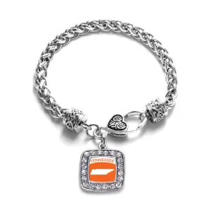 Silver Tennessee Outline Square Charm Braided Bracelet