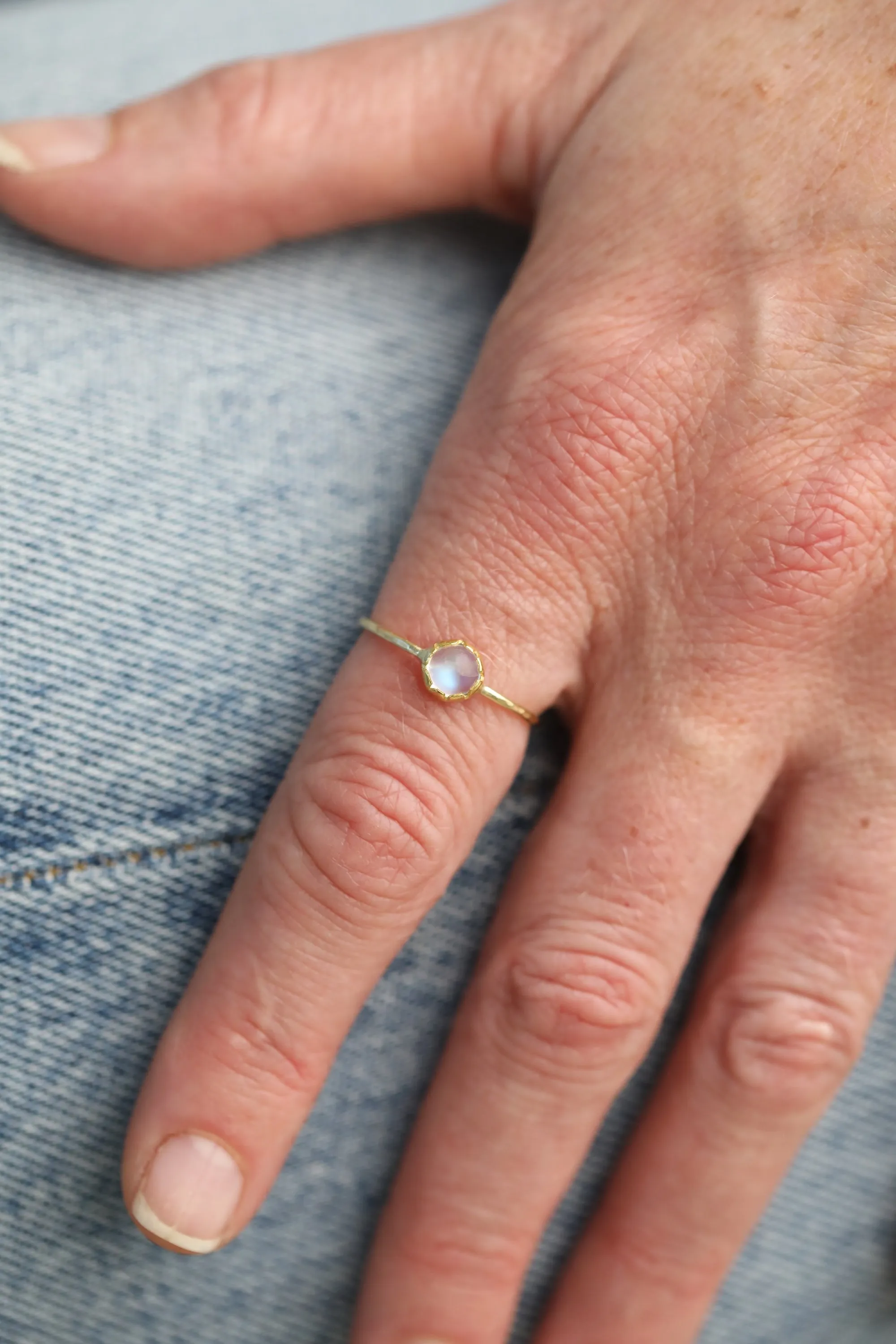 Small Round Moonstone Ring