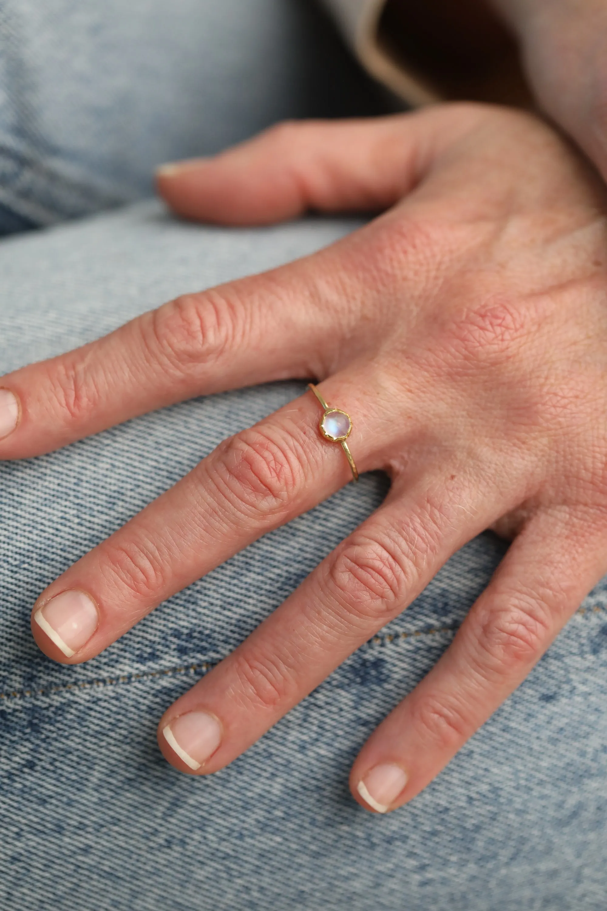 Small Round Moonstone Ring