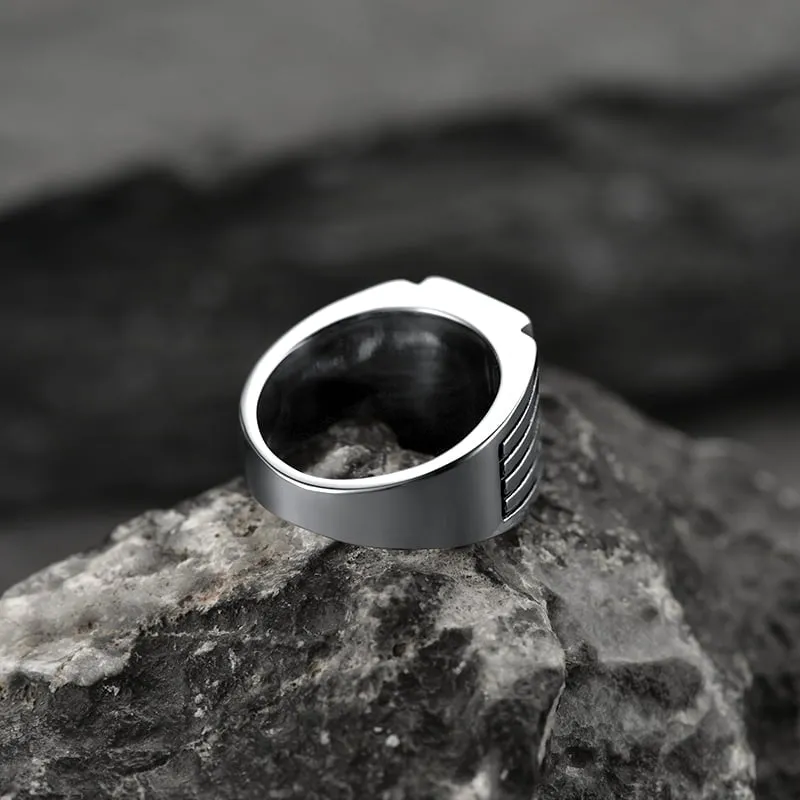 Stripes Black Onyx Ring For Men