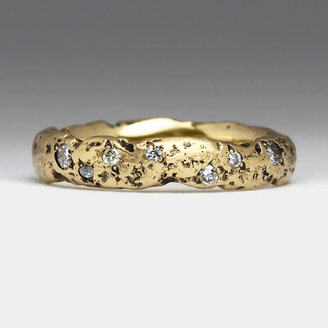 Textured Sandcast Diamond Scatter Ring