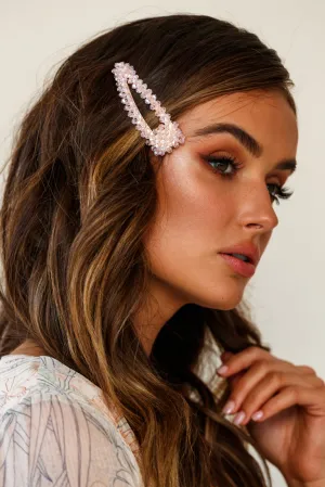 Tilly Beaded Oversized Barrette Pink