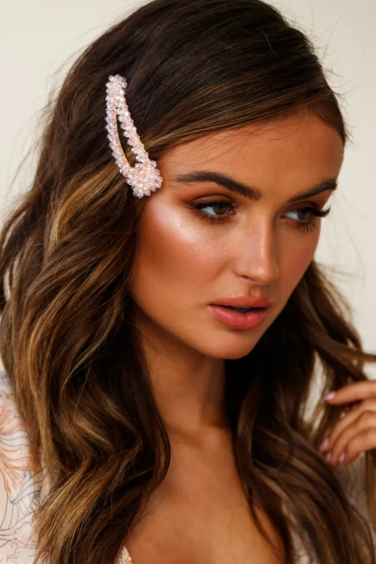 Tilly Beaded Oversized Barrette Pink