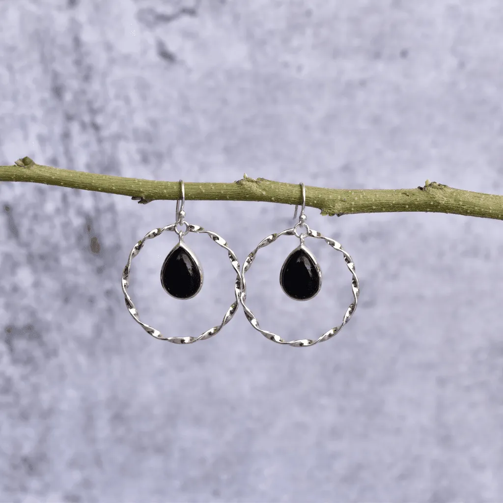 Twisted Elegance - Black Onyx Earrings