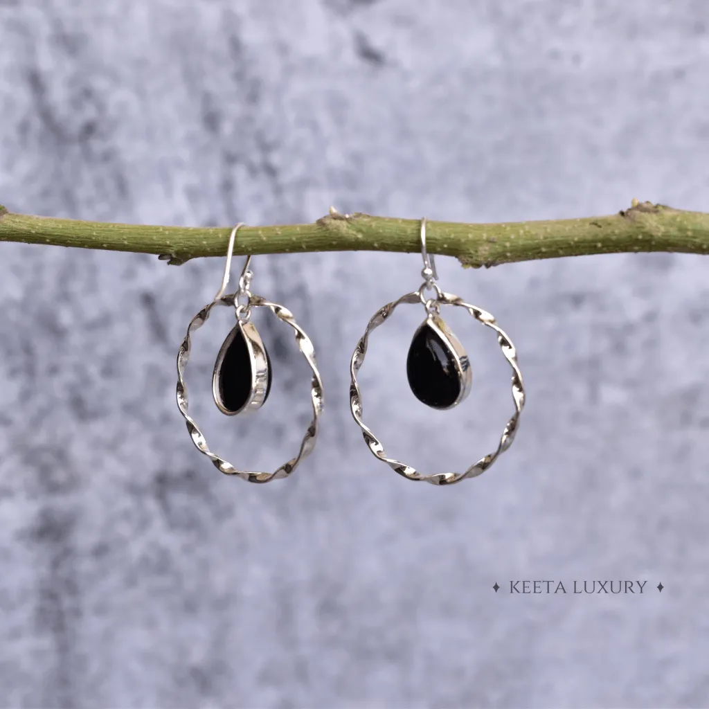 Twisted Elegance - Black Onyx Earrings