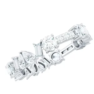 Uneven Moissanite Designer Wedding Band Ring