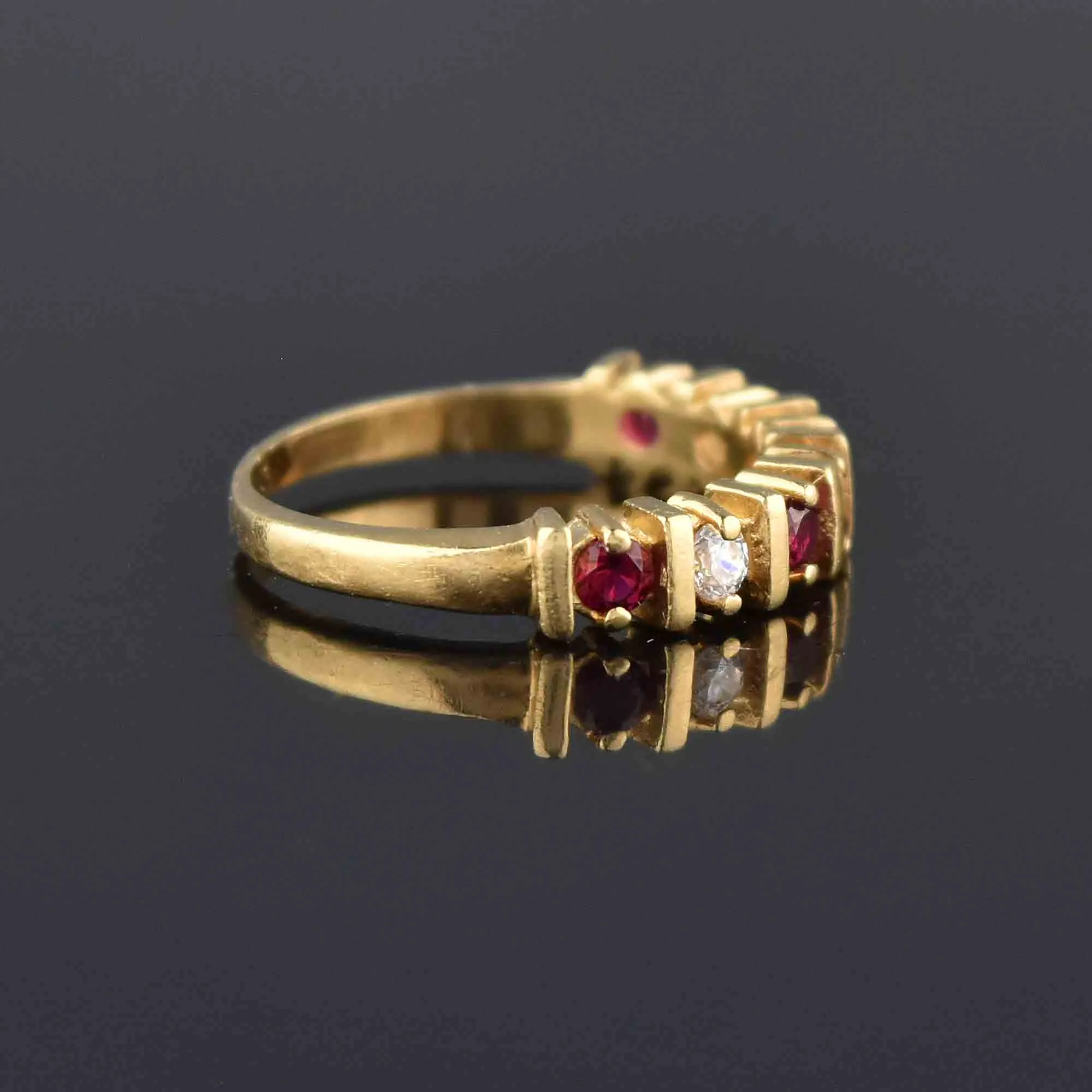 Vintage 14K Gold Half Eternity Ruby Ring