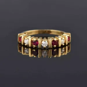 Vintage 14K Gold Half Eternity Ruby Ring