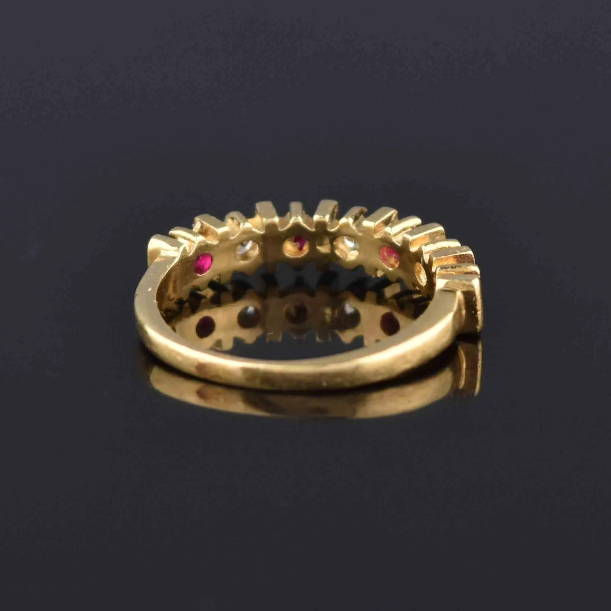 Vintage 14K Gold Half Eternity Ruby Ring