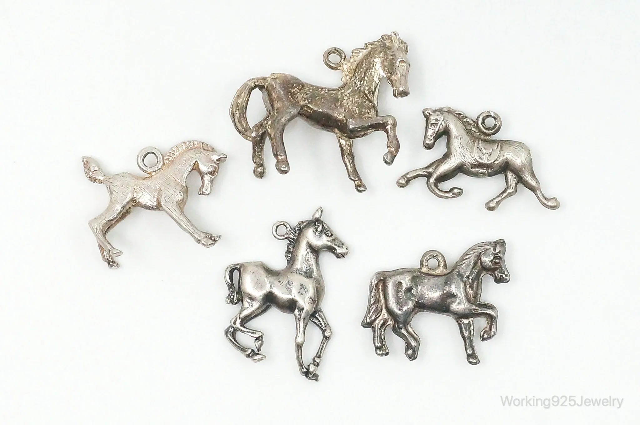 Vintage Antique Horses Sterling Silver Charms