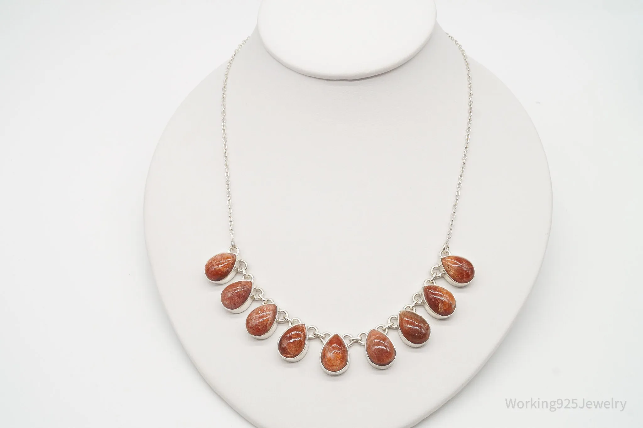 Vintage Designer TGGC Sunstone Sterling Silver Necklace