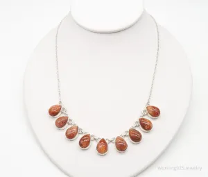 Vintage Designer TGGC Sunstone Sterling Silver Necklace