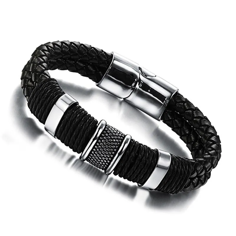 Wide Mens weave Chain Stainless Steel Men Bracelet Wristband For Men Classic Bracelet Men Bangle Jewelry